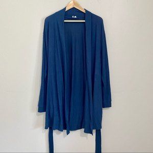 Nordstrom Women’s Open Front Tie Cardigan Navy Size Large FLAW